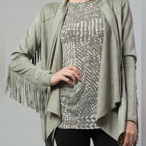 Vintage Grey Suede Fringe Jacket